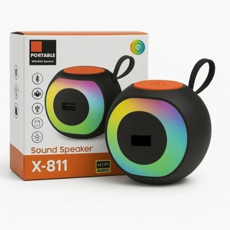 Haut-Parleur Bluetooth Portable X-811 – RGB LED, Radio FM, USB/TF.