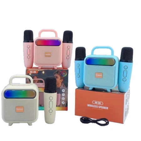 Mini Machine De karaoké - Baffle Bluetooth RGB - 2 Microphone - Sans Fil - Portable - Pour Enfants Et Adultes