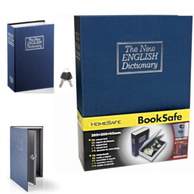 Coffre-Fort Créatif En Forme Livre – Avec 2 Clés – 265 × 200 × 65 Mm – Bleu