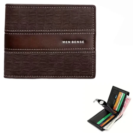 Portefeuille En Cuir Pour Homme – Design Élégant à Deux Volets – Avec Porte - Monnaie Intérieur – Porte-Cartes – Qualité Supérieure - Marron