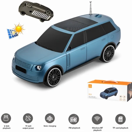 Baffle Bluetooth 3D Portable - Forme De Voiture - Alimentation Solaire - Rechargeable - Radio FM - Port USB