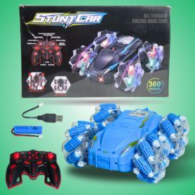 Voiture Télécommandée Stunt Spray 360° – Effets Fumée & Cascades – Bleu