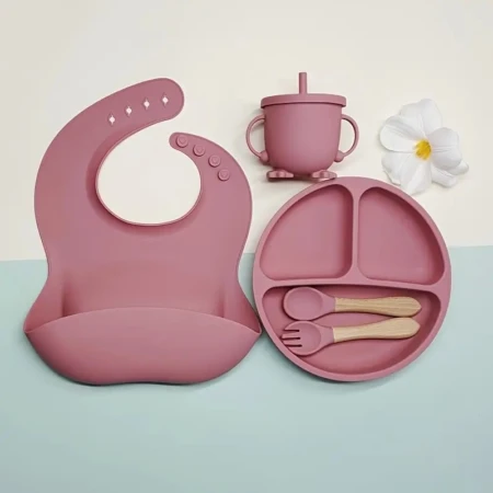 Set Repas Bébé en Silicone 6 Pièces – Sécurisé et Antidérapant