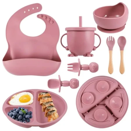 Set Repas Bébé en Silicone 6 Pièces – Sécurisé et Antidérapant