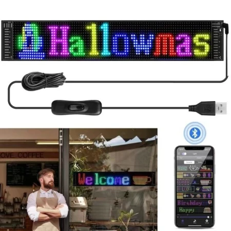 Panneau Matriciel LED USB 5 V - Flexible - Graphismes Graffiti - Animation - Texte - Télécommande