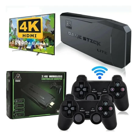 Console De Jeux Vidéo - Plus De 10 000 Jeux Inclus - 64 Go De Stockage - Résolution 4K - 2 Manettes