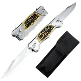 Couteau Pliant Russe À Double Tranchant – Manche En Bois Robuste