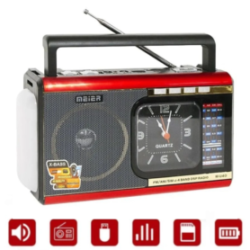 Radio Bluetooth Avec Montre  Rechargeable POWTECH – Compatible Avec La Lecture MP3 Et La Radio FM – Rouge