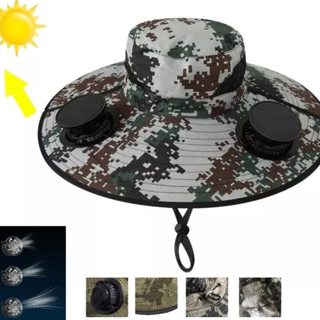 Chapeau Ventilateur Solaire - Protection Solaire et UV - Trois Vitesses