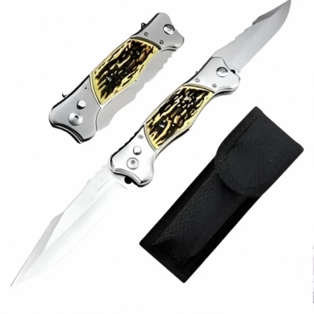 Couteau Pliant Russe À Double Tranchant - Manche En Bois Robuste