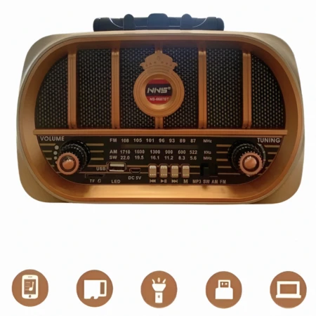 Radio Avec Baffle De Taille Moyenne -  Design Classique En Bois - Rechargeable - Bandes FM/AM - Modèle BUFFER® NS6687