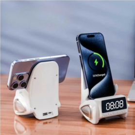 Haut-parleur Multifonctionnelle – Chargeur Sans Fil – Réveil – Bluetooth – Capteur – Support de Téléphone