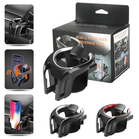 Porte-Gobelet & Support Téléphone 2-en-1 pour Voiture – Universel