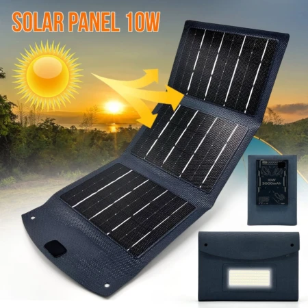 Panneau Solaire Portable USB 10W – Pliable avec Batterie 3000mAh