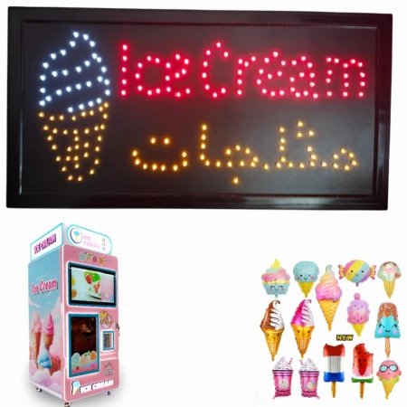 Enseigne Néon LED  - Pour Magasins Et Glaces - 25 × 50 CM