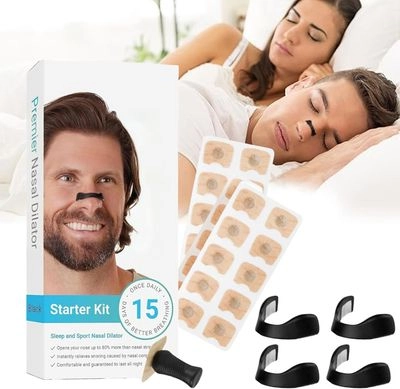 Bandes Nasales Magnétiques - Anti-ronflement - 15 Bandelettes Nasales Hypoallergéniques - Dilatateur Nasal