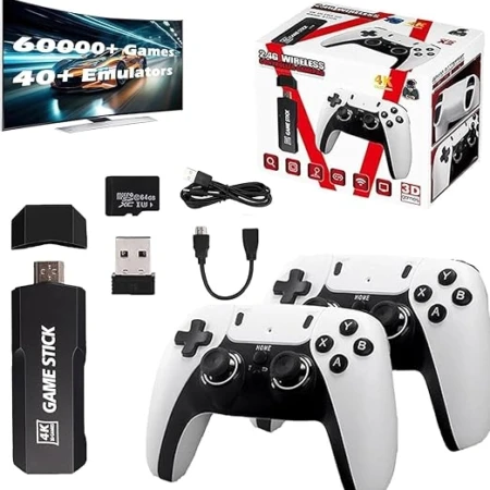 Console De Jeux Vidéo De Salon - Manette De Jeu Sans Fil 2,4 GHz Avec Résolution 4K - 2 Manettes Sans Fil