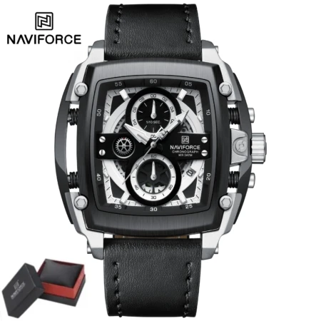 Montre Chronographe Naviforce NF8053 Pour Homme - Cuir Véritable - Tendance - Multifonction - Résistante à L’eau