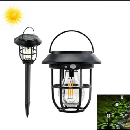 Lampe Solaire de Jardin 3-en-1 - Étanche - Capteur de lumière