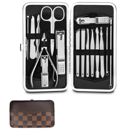 Ensemble Professionnel De Manucure et Pédicure 16 Pièces Multifonctions Avec Boîte de Cadeau