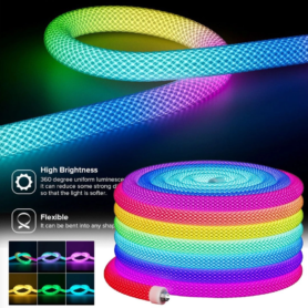 Bande LED Néon RGB motif réticulaire rond à 360 degrés flexible