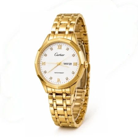 Montre À Quartz De Luxe - Bracelet En Doré