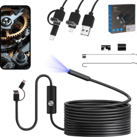 Endoscope Numérique USB 3 en 1 – Caméra D’inspection Flexible Avec Éclairage LED