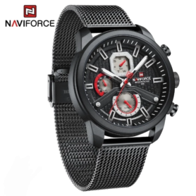 Montre Naviforce À Double Affichage – Fabriquée En Acier Inoxydable – Système D’exploitation À Quartz Et Numérique
