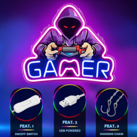 Enseigne Lumineuse Au Néon Imprimée Aux UV Pour Les Fans De Jeux Vidéo