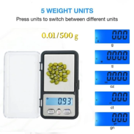 Balance De Cuisine Numérique De Poche – Précision 0,01 g / 500g – Écran LCD
