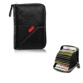 Portefeuille en Cuir D’inspiration Vintage Avec Plusieurs Emplacements Pour Cartes – Noir