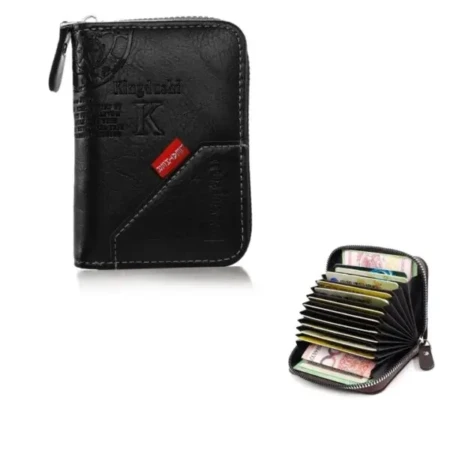 Portefeuille en Cuir D’inspiration Vintage Avec Plusieurs Emplacements Pour Cartes – Noir