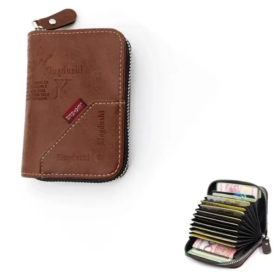Portefeuille en Cuir D’inspiration Vintage Avec Plusieurs Emplacements Pour Cartes – Caramel