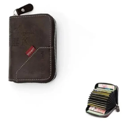 Portefeuille en Cuir D’inspiration Vintage Avec Plusieurs Emplacements Pour Cartes – Marron Foncé