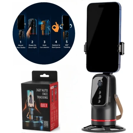 Stabilisateur Pour Smartphone Q03 Avec IA - Rotation À 360° - Avec L'écran Face À I'IA