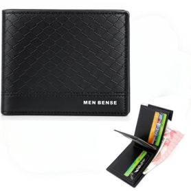 Portefeuille Pour Homme De Luxe En Cuir Façon Crocodile – Multi-compartiments Pour Cartes et Billets – Noir