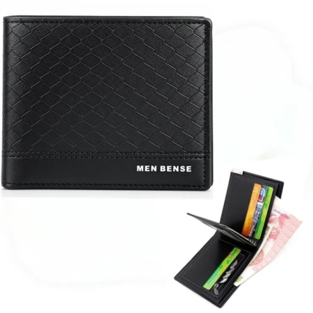 Portefeuille Pour Homme De Luxe En Cuir Façon Crocodile – Multi-compartiments Pour Cartes et Billets - Noir