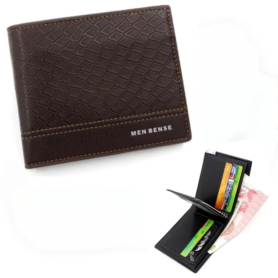 Portefeuille Pour Homme De Luxe En Cuir Façon Crocodile – Multi-compartiments Pour Cartes et Billets – Marron
