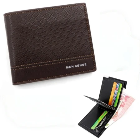 Portefeuille Pour Homme De Luxe En Cuir Façon Crocodile – Multi-compartiments Pour Cartes et Billets - Marron