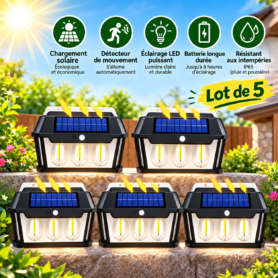 Pack De 5 Lampes à Énergies Solaires – Étanches – Sécurité Avec Capteur