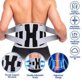 Ceinture De Soutien Lombaire Réglable – Soutien Confortable Du Bas Du Dos – Doubles Sangles De Serrage