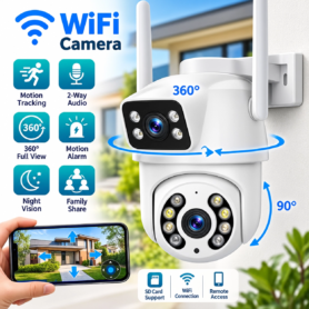 Caméra De Surveillance Wi-Fi Intelligente À 360° – Suivi De Mouvement et Vision nocturne – Audio Bidirectionnel