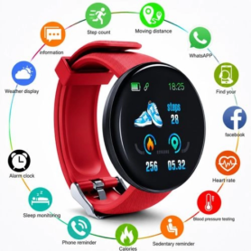 Montre Connectée Bloat D18 – Écran Tactile Couleur – Compatible Avec Tous Les Smartphones_M4 – Rouge