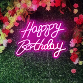 Enseigne Néon LED Deco (56 x 40 cm) – Inscription « Happy Birthday »