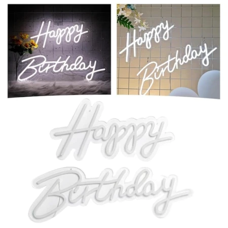 Enseigne Néon LED Deco (56 x 40 cm) – Inscription « Happy Birthday »