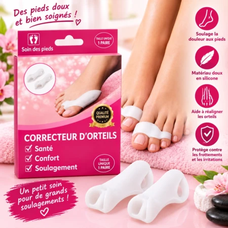 Lot Deux Correcteur Et Séparateur D’orteils En Silicone