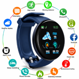 Montre Connectée Bloat D18 – Écran Tactile Couleur – Compatible Avec Tous Les Smartphones_M4 – Bleu Marin
